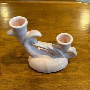 Camark pottery pink double vase or candle holder.